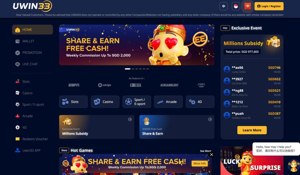 uwin33 casino free credit